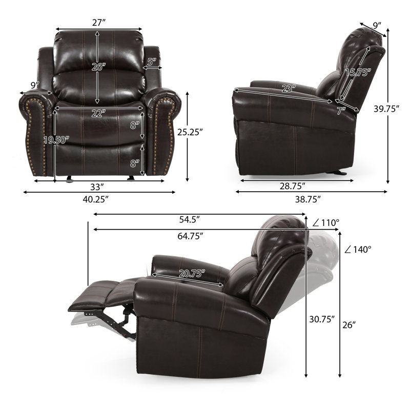Wide Standard Manual Glider Recliner Noble House