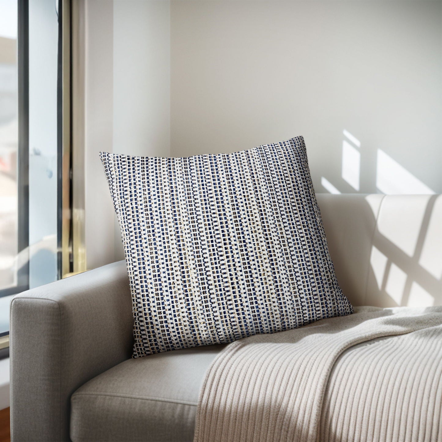Harper - Square Stripe Pillow - Navy/Cream Chapel Hill
