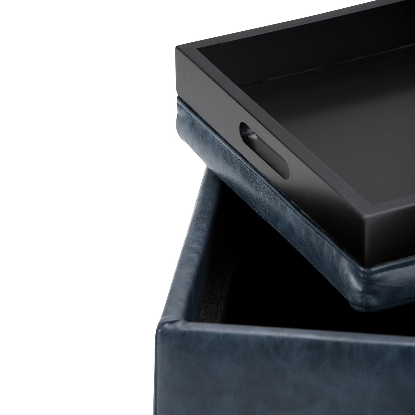 Rockwood - Upholstered Cube Storage Ottoman With Tray Simpli-Home