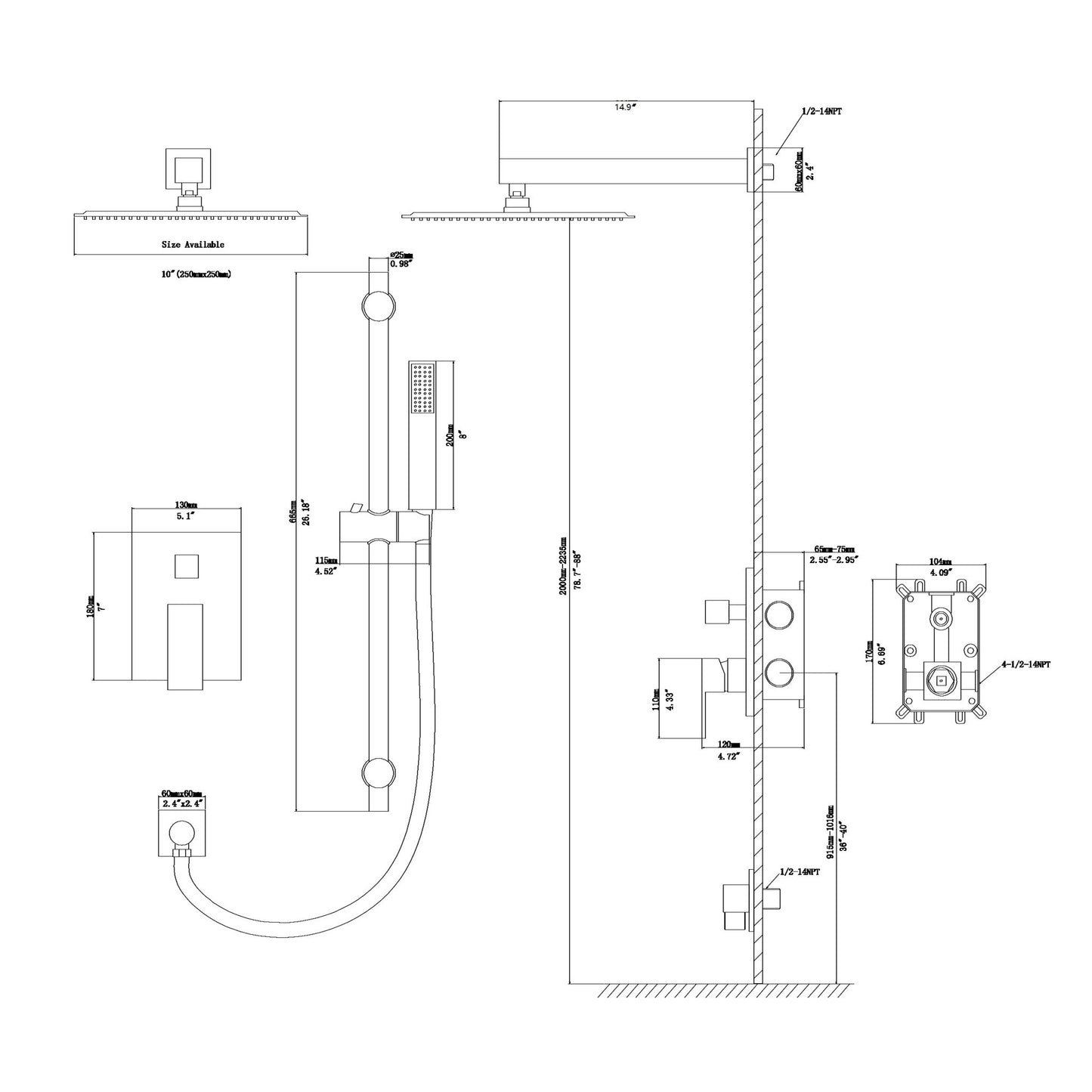 Modern Shower System With Adjustable Slide Bar, Stainless Steel And Brass Construction Daily Nest