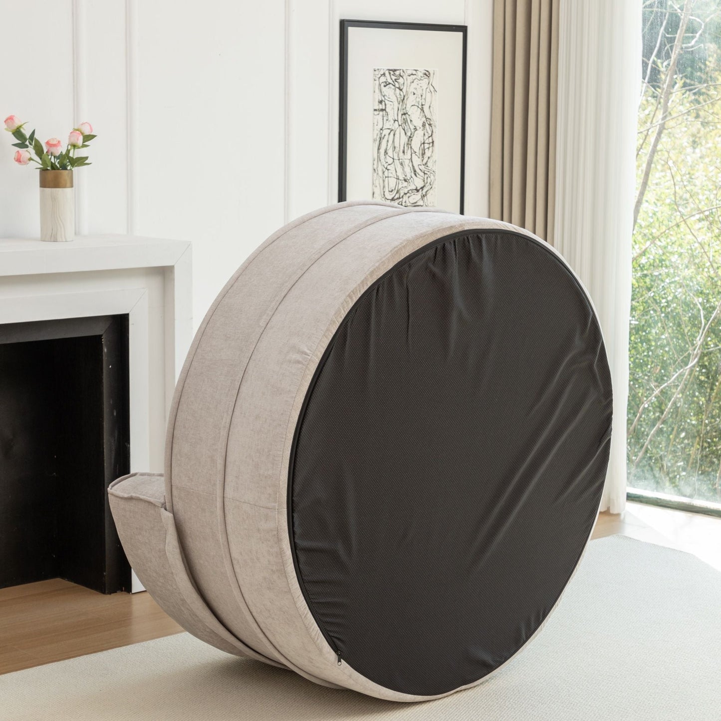 Modern Oversized Round Barrel Accent Chair With Ottoman Home Essentials