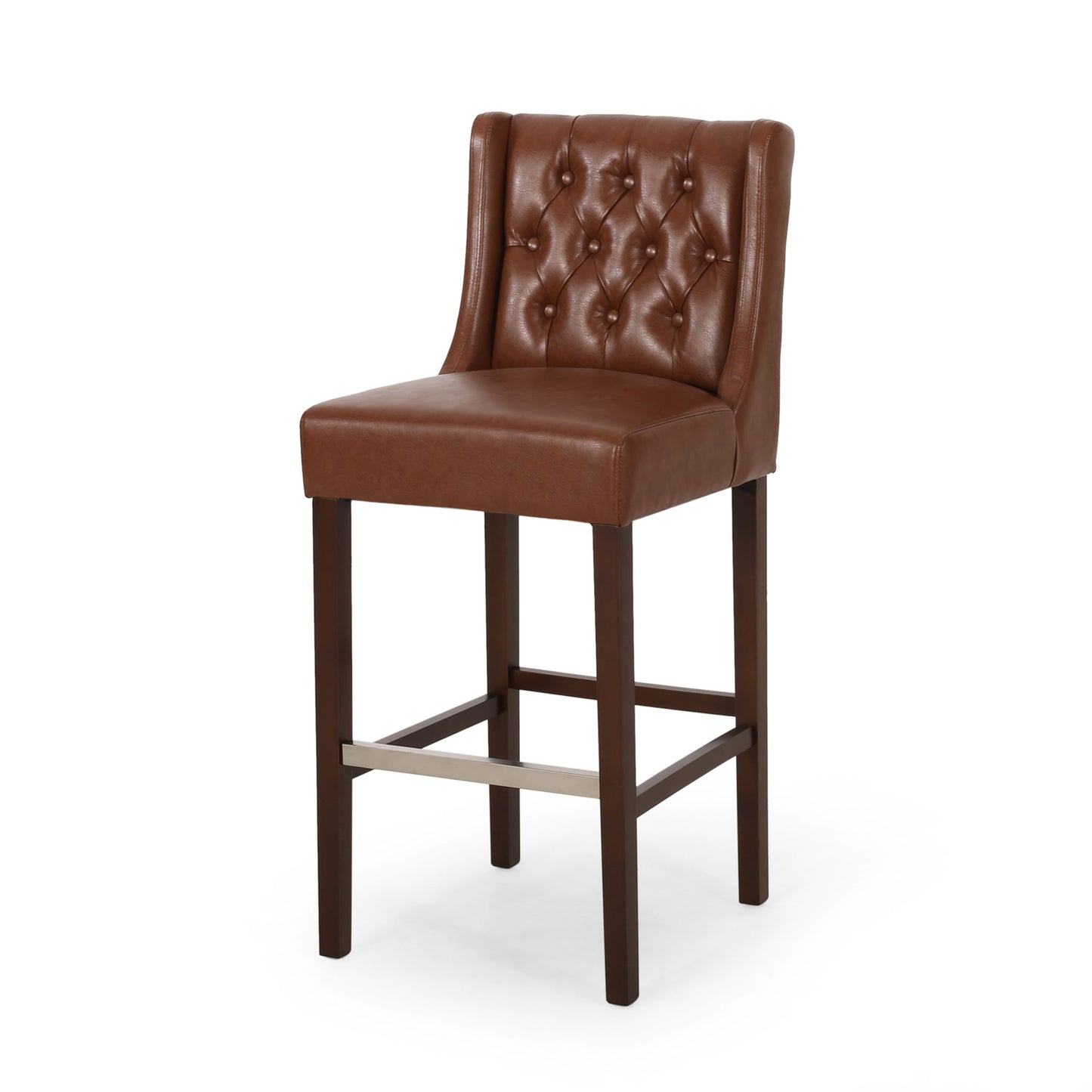 Solstara - Upholstered Dining Barstool With Button Tufted And Wing Back Noble House