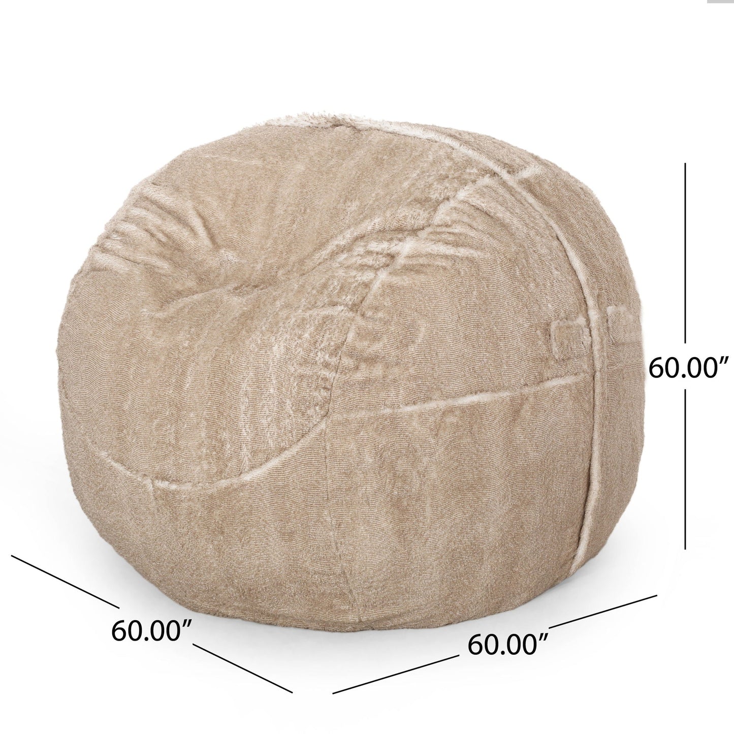 Vida - Modern 5 Foot Rounded Bean Bag - Snow White / Beige Home Essentials