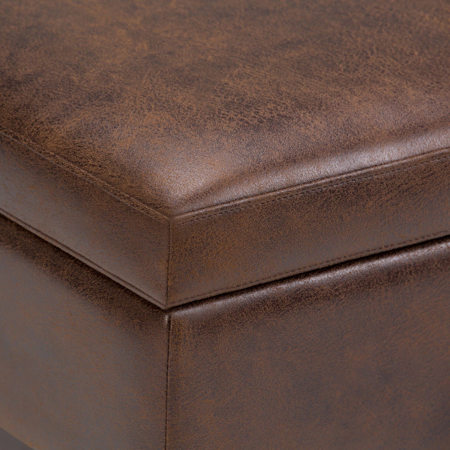 Owen - Square Coffee Table Storage Ottoman - Distressed Chestnut Brown Simpli-Home