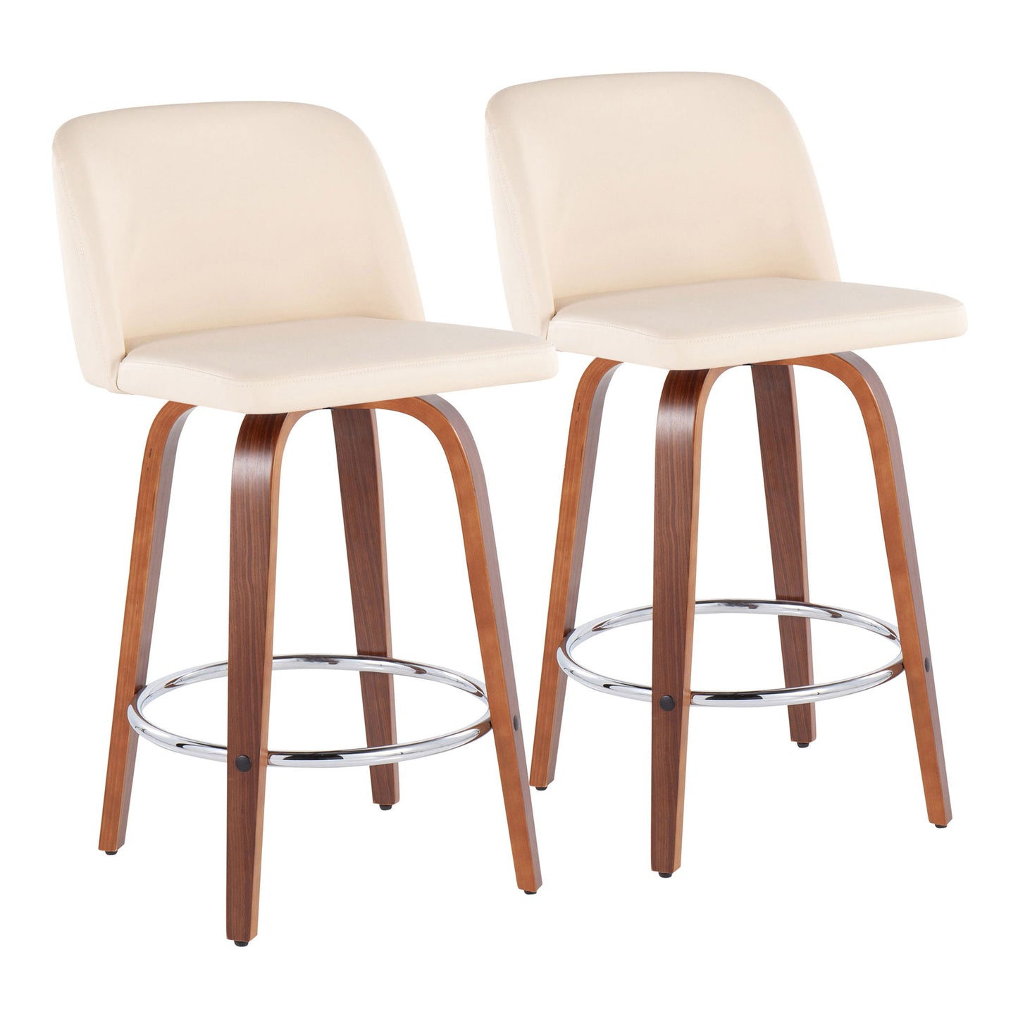 Toriano - Mid-Century Modern Fixed Height Counter Stool With Round Footrest (Set of 2) Lumi Source