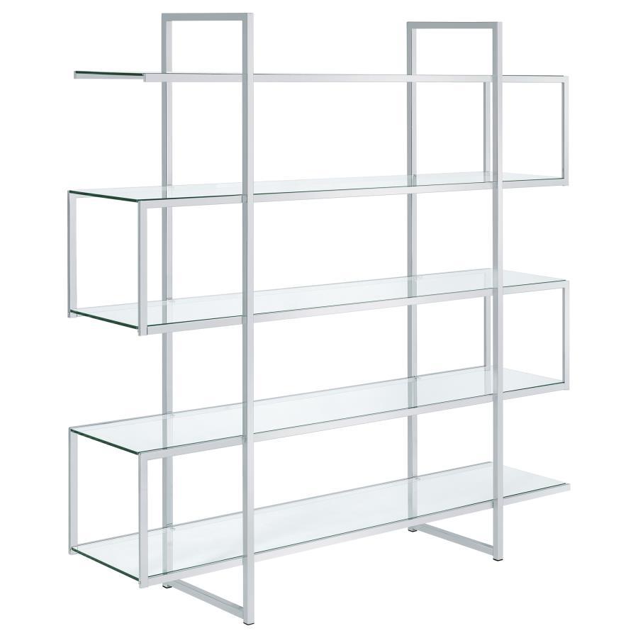 Elmer - 5-Shelf Bookshelf - Clear And Chrome CoasterElevations