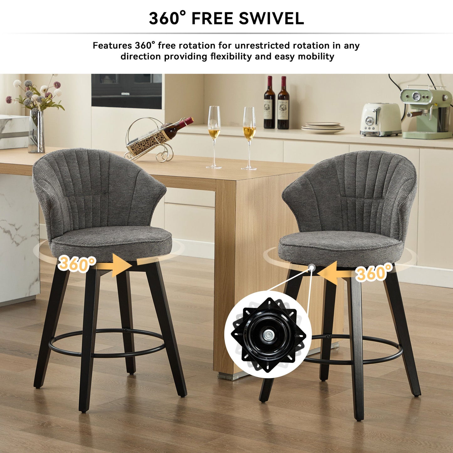 Wing Back Swivel Bar Stools (Set of 2) Home Essentials
