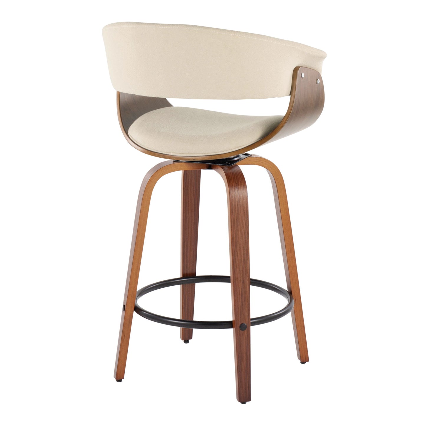 Vintage Mod - Mid Century Modern Fixed Height Counter Stool & Swivel With Round Footrest (Set of 2) Lumi Source
