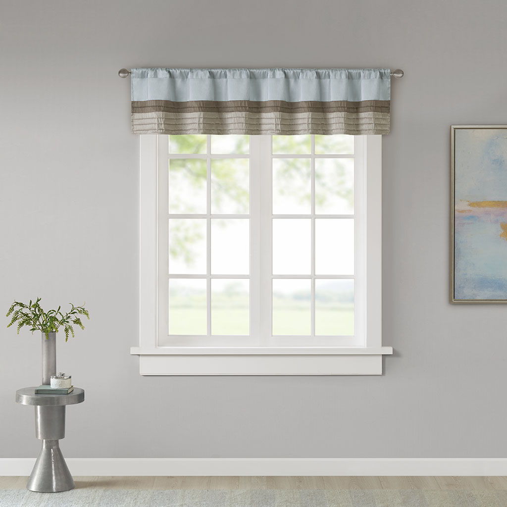 Amherst - Polyoni Pintuck Window Valance - Blue Madison Park