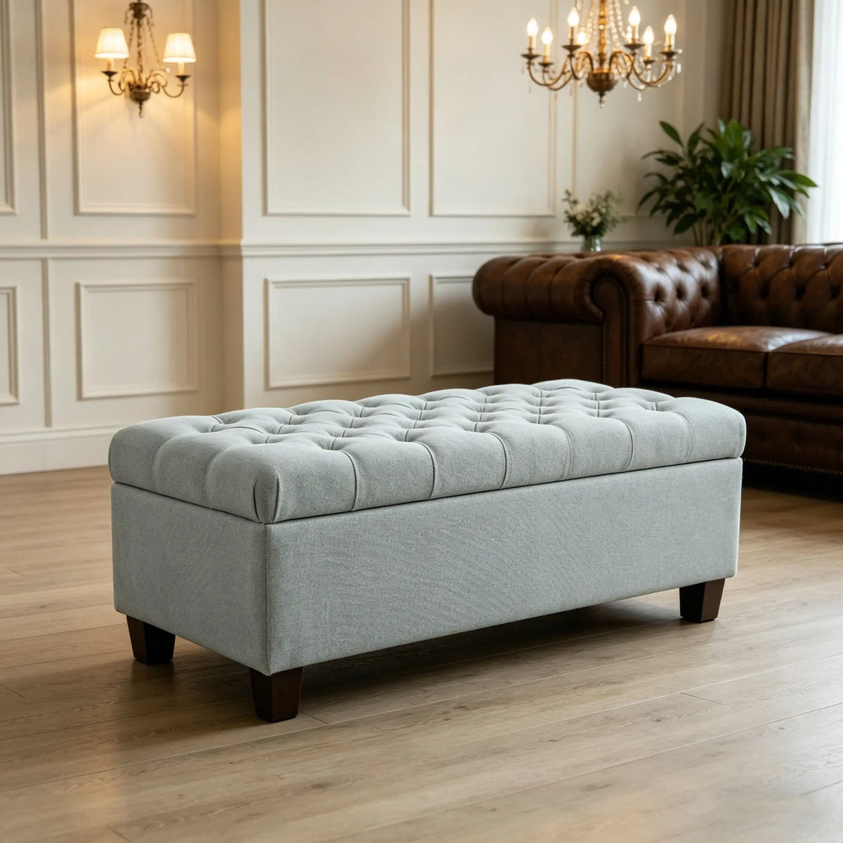 Elegant Tufted Storage Ottoman Bench Home Essentials