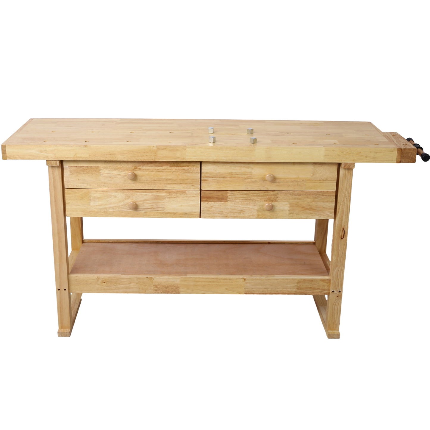 Workbench With 4 Drawers Wooden Workbench For Garage Workshop And Home - Natural Daily Nest