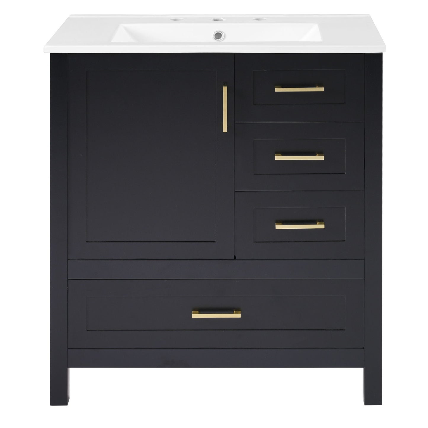 Modern Bathroom Vanity With Ceramic Sink, Solid Frame And Storage Solutions Hearth and Haven