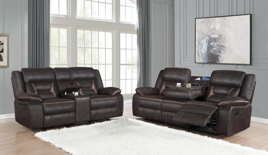 Greer - Upholstered Reclining Sofa Set CoasterEveryday