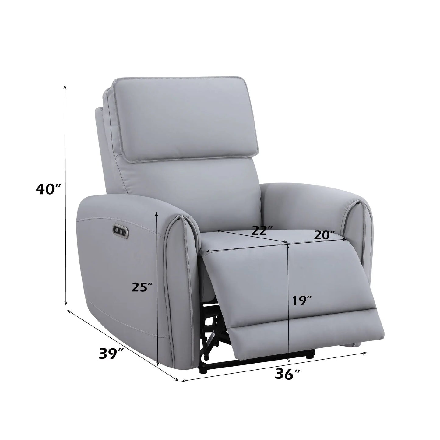 Jeromie - Power Motion Recliner With USB Port - Gray Acme