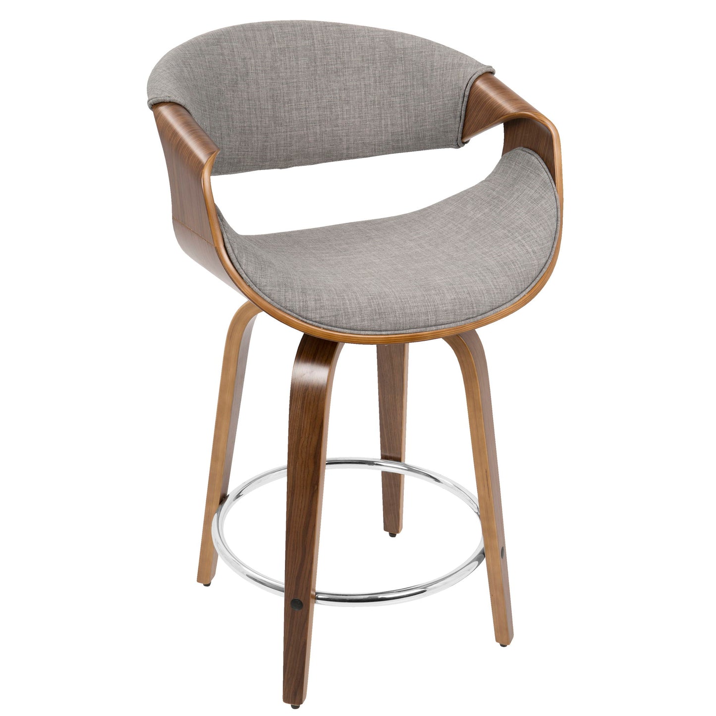 Curvini - Mid-Century Modern Fixed Height Counter Stool With Swivel (Set of 2) - Gray Lumi Source