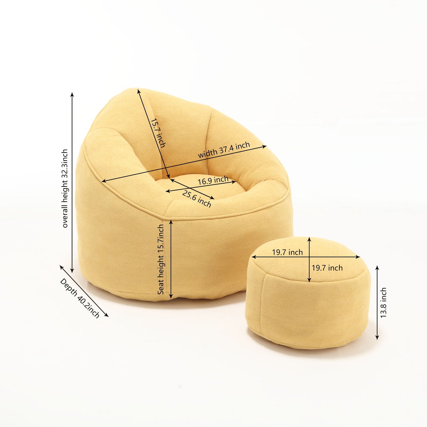 Bedding Bean Bag Sofa Chair High Pressure Foam With Footrest Home Essentials