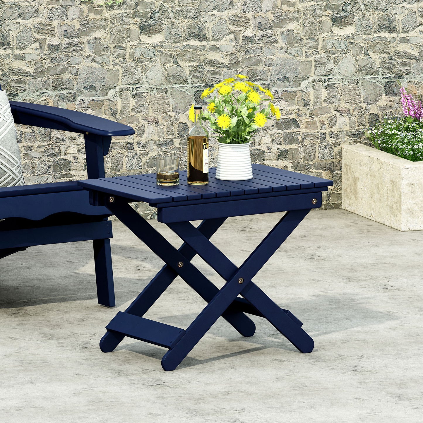 Outdoor Folding Wooden Side Table Noble House