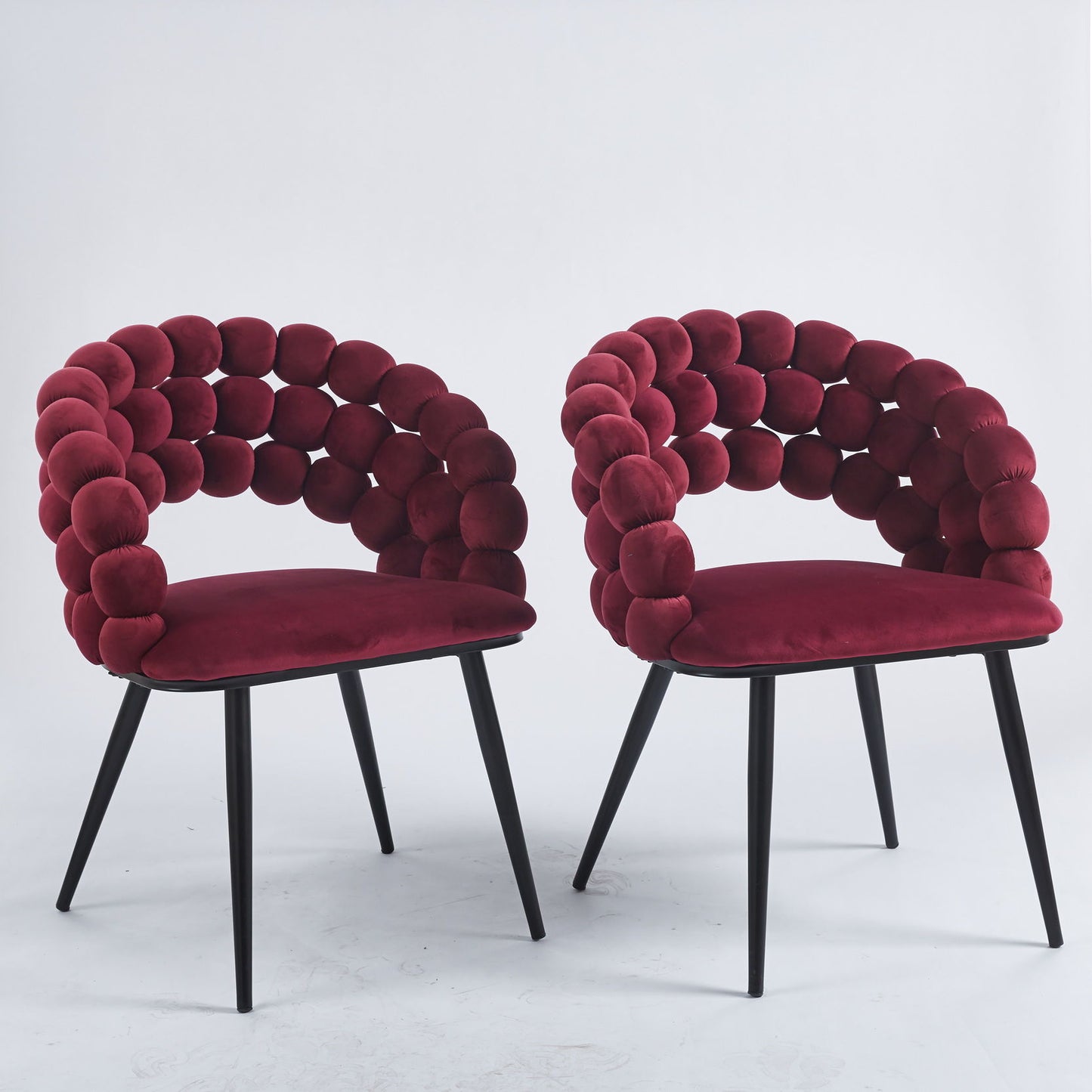 Modern Chair With Golden Color Iron Tube Legs, Soft Cushions And Comfortable Backrest, Suitable For Dining Room, Living Room, Cafe, Hairball Back Home Essentials
