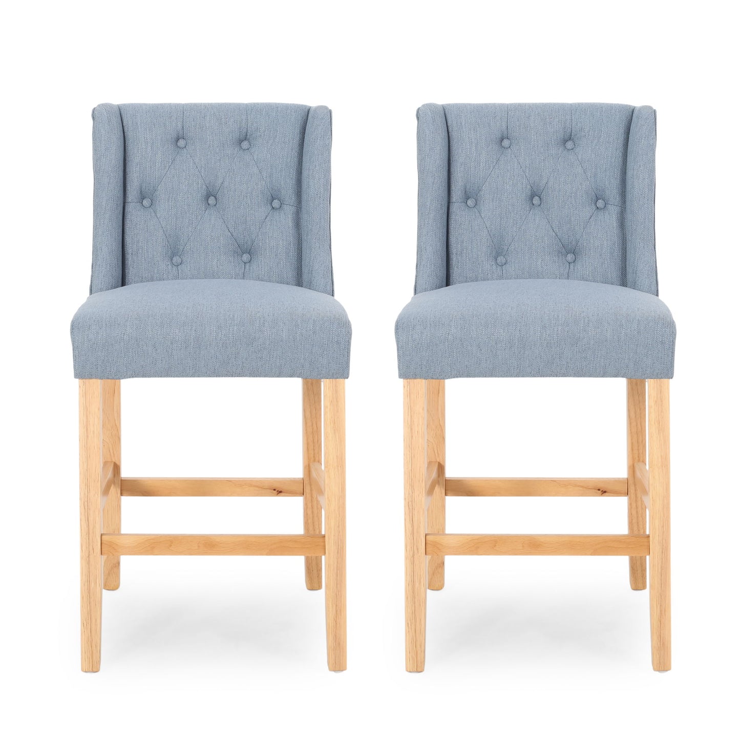 Vienna - Contemporary Fabric Tufted & Wingback Counter Stools (Set of 2) Noble House