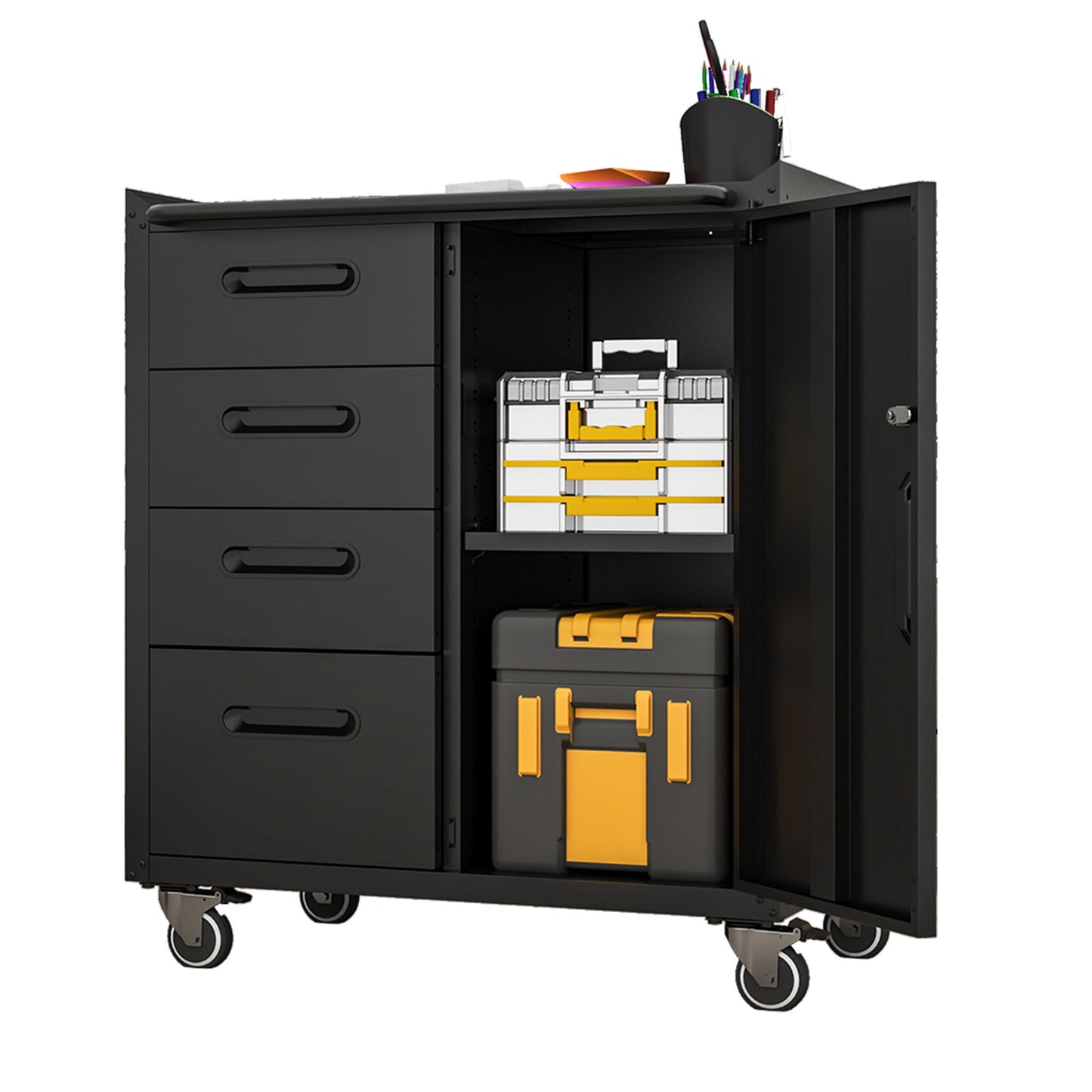 Sturdy Metal Tool Storage Cabinet With Wheels Durable Garage, Office & Home Organizer Steel Daily Nest