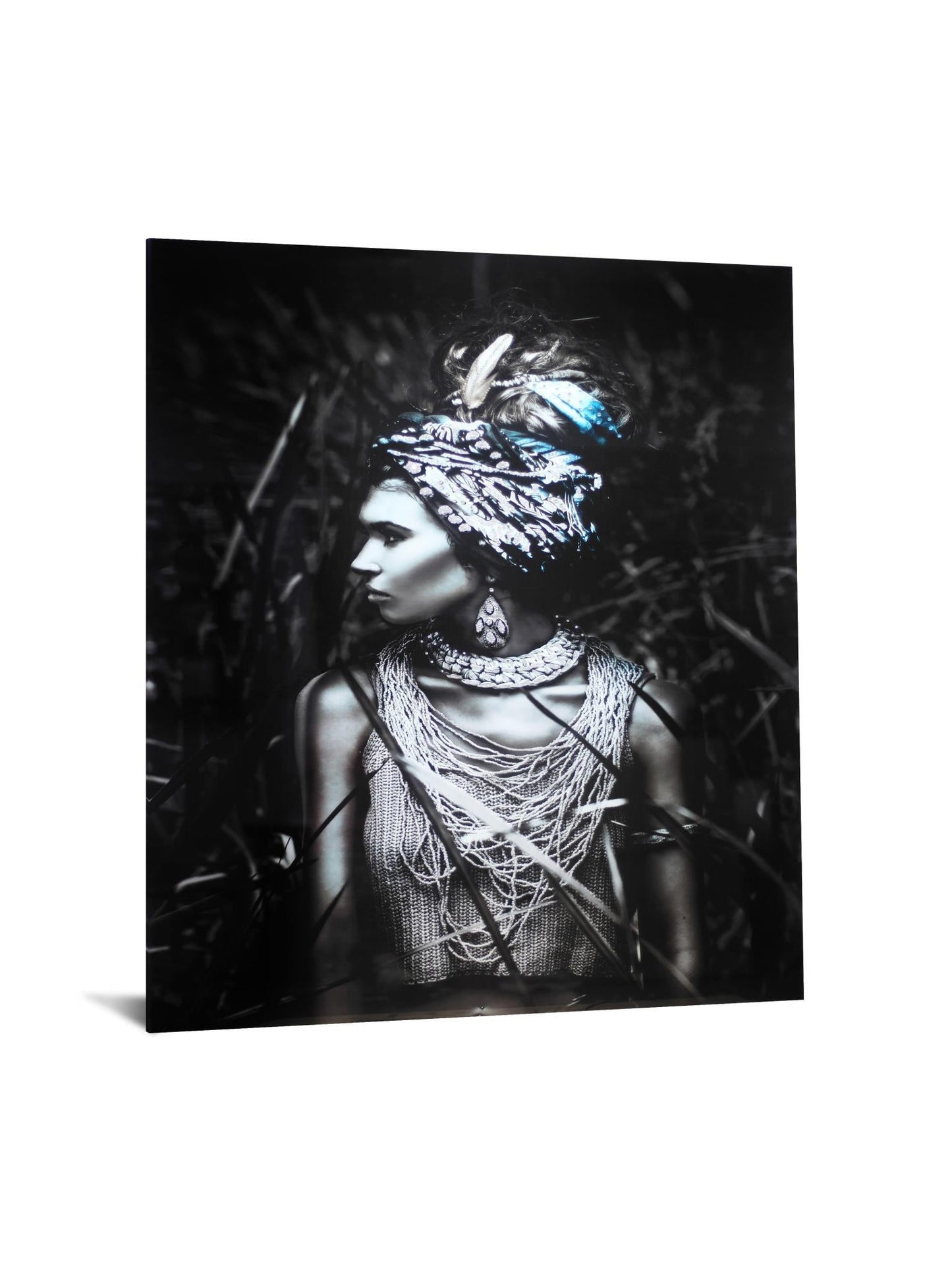 Temp Glass With Foil & Rhinestones - Woman Native - Dark Gray Classy Art
