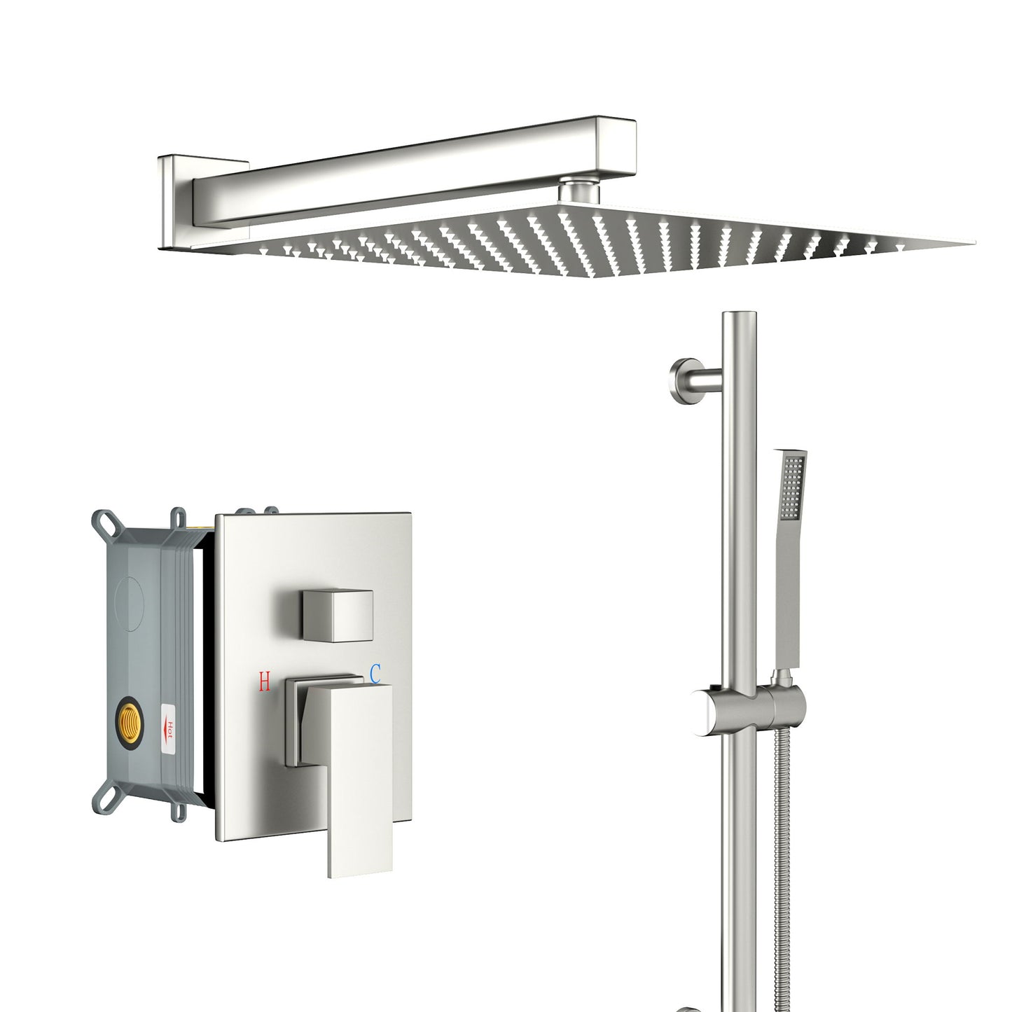 Modern Shower System With Adjustable Slide Bar, Stainless Steel And Brass Construction Daily Nest