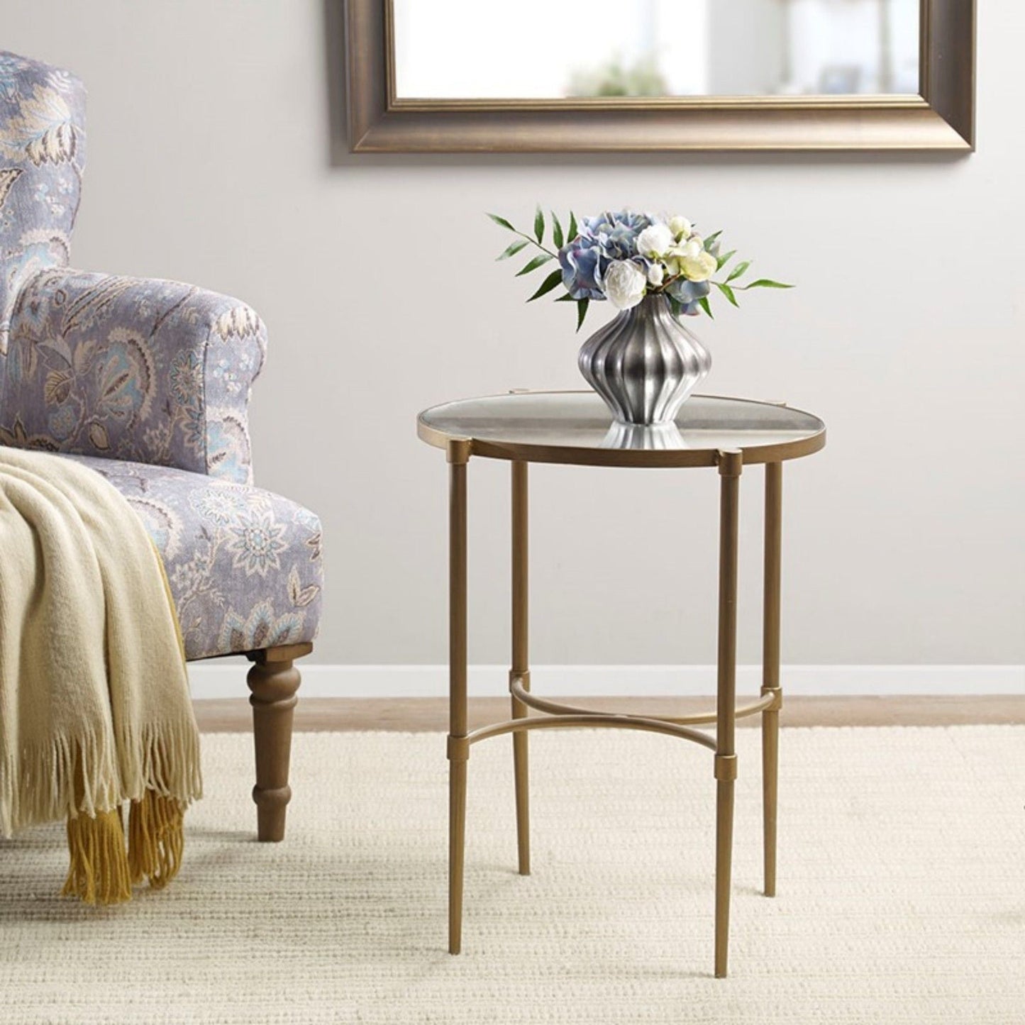 Bedford - Oval Mirror Accent Table - Antique Bronze JLA