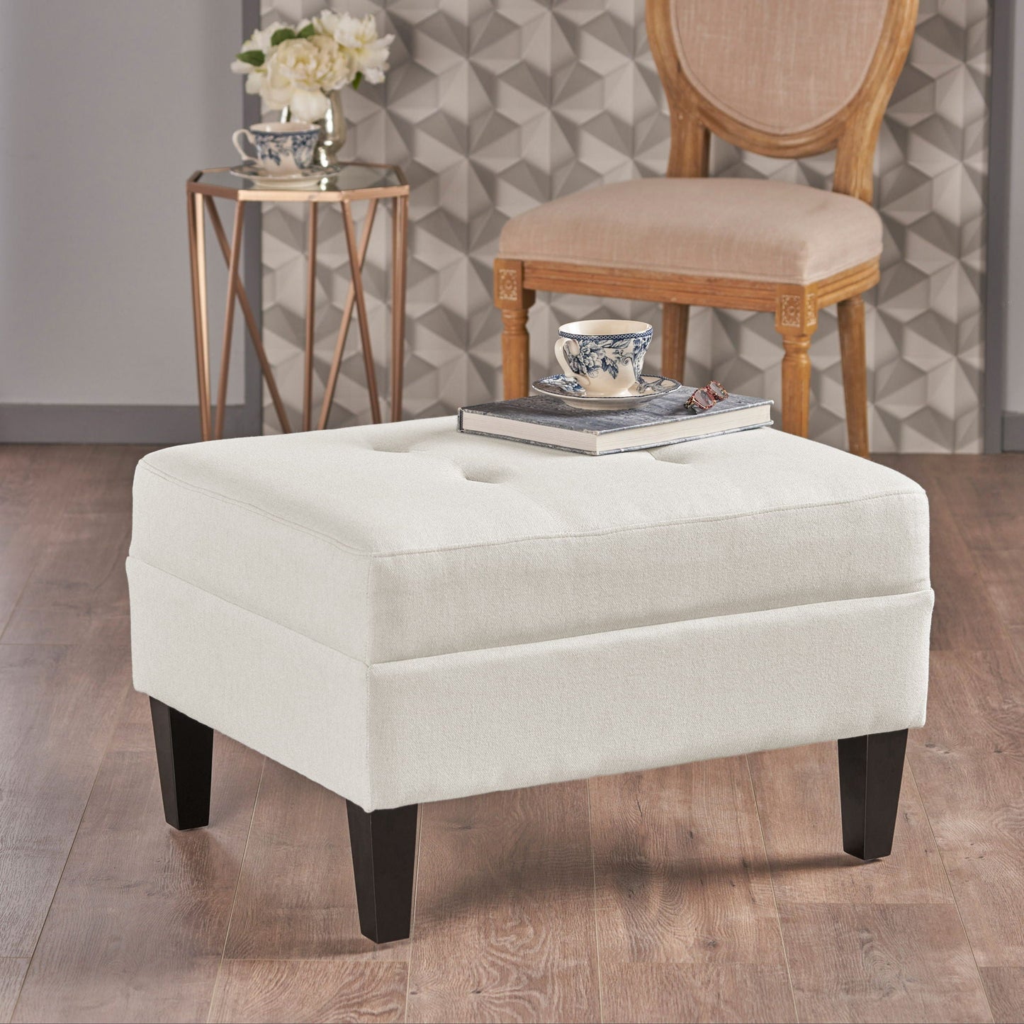 Ottoman With Birch Wood Legs And Cushioned Top For Comfort Noble House