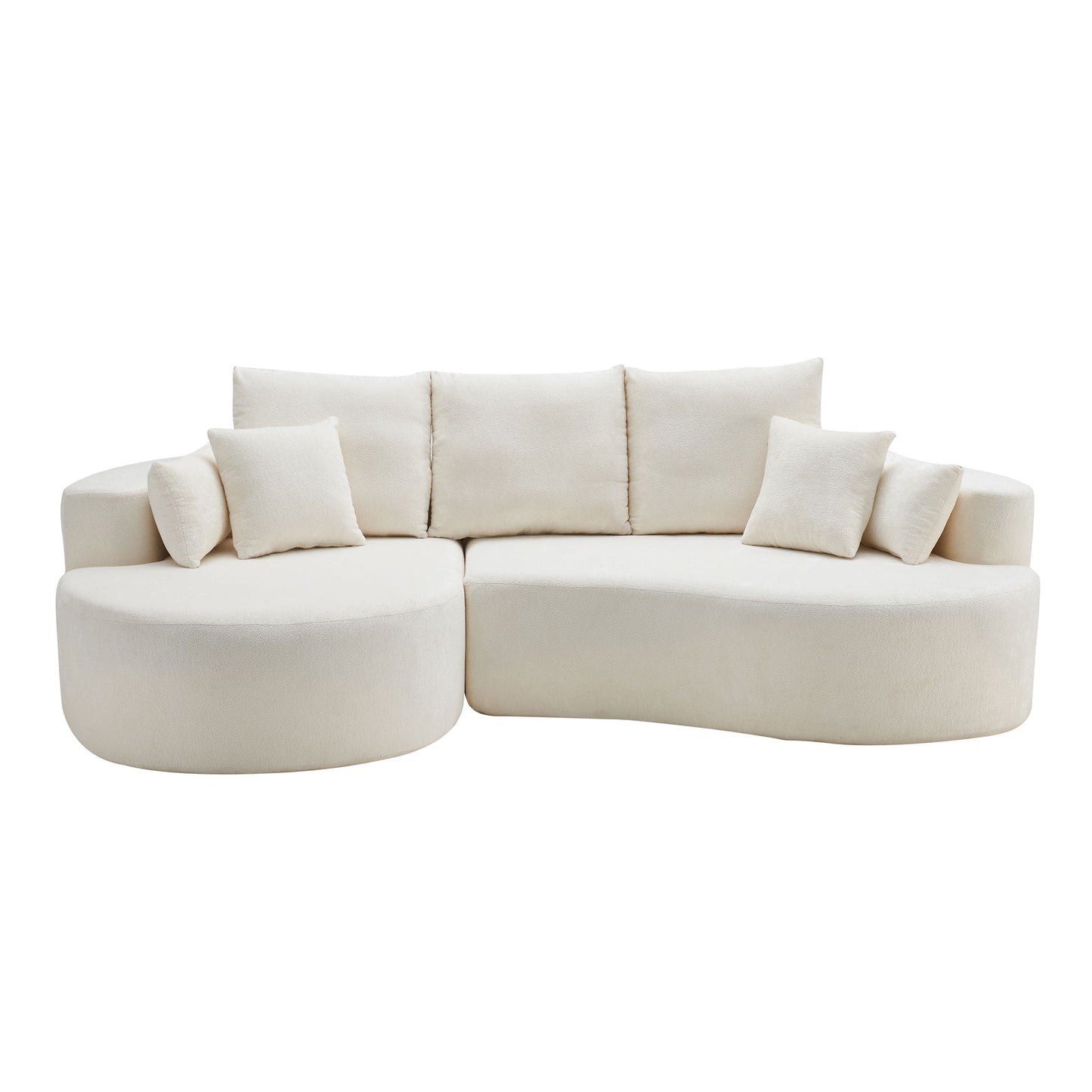 2 Piece Fabric Cloud Curved Sectional Sofa With Chaise For Living Room Noble House