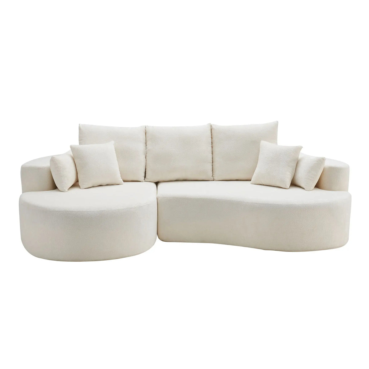 2 Piece Fabric Cloud Curved Sectional Sofa With Chaise For Living Room Noble House