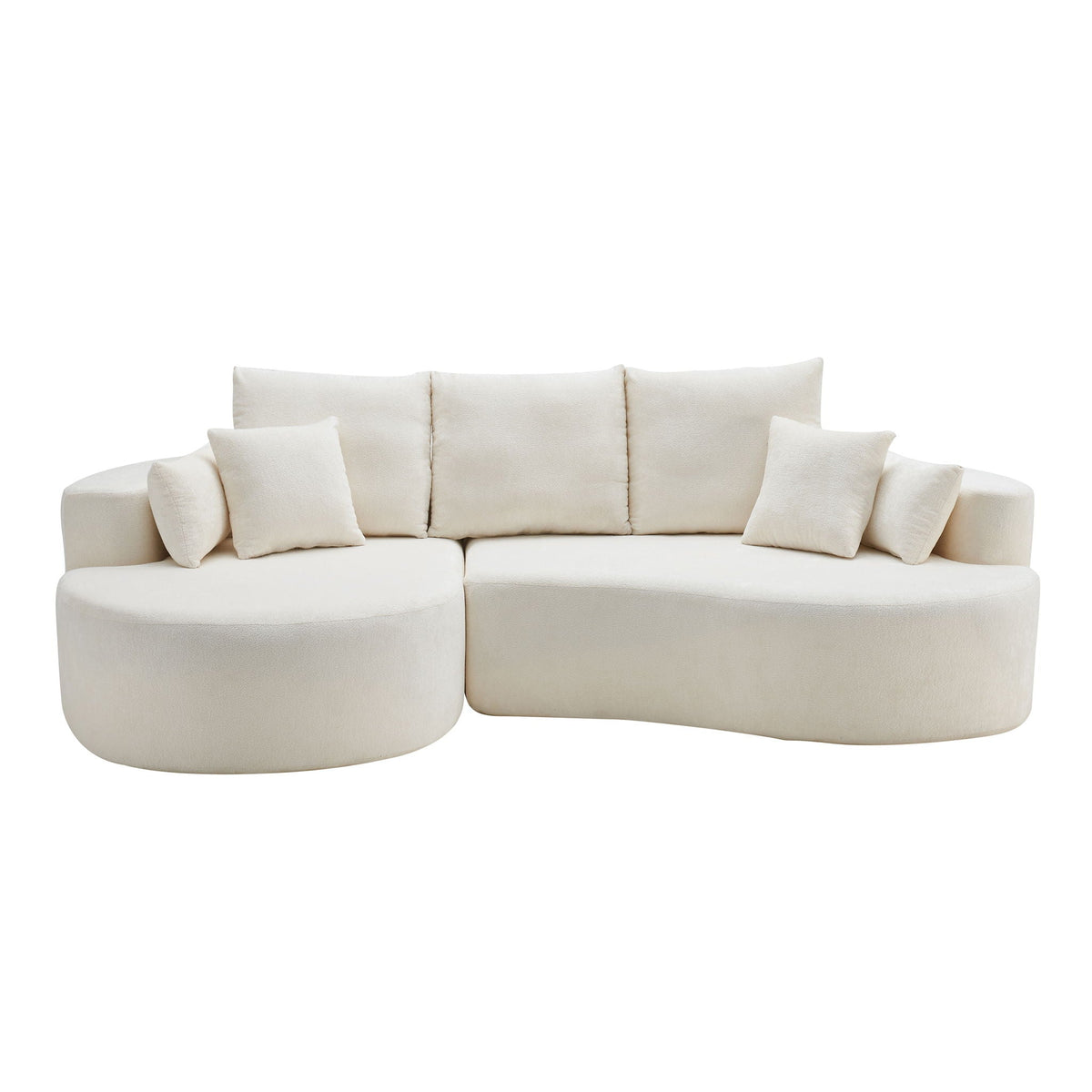 2 Piece Fabric Cloud Curved Sectional Sofa With Chaise For Living Room Bedroom Apartment - Snow White Noble House