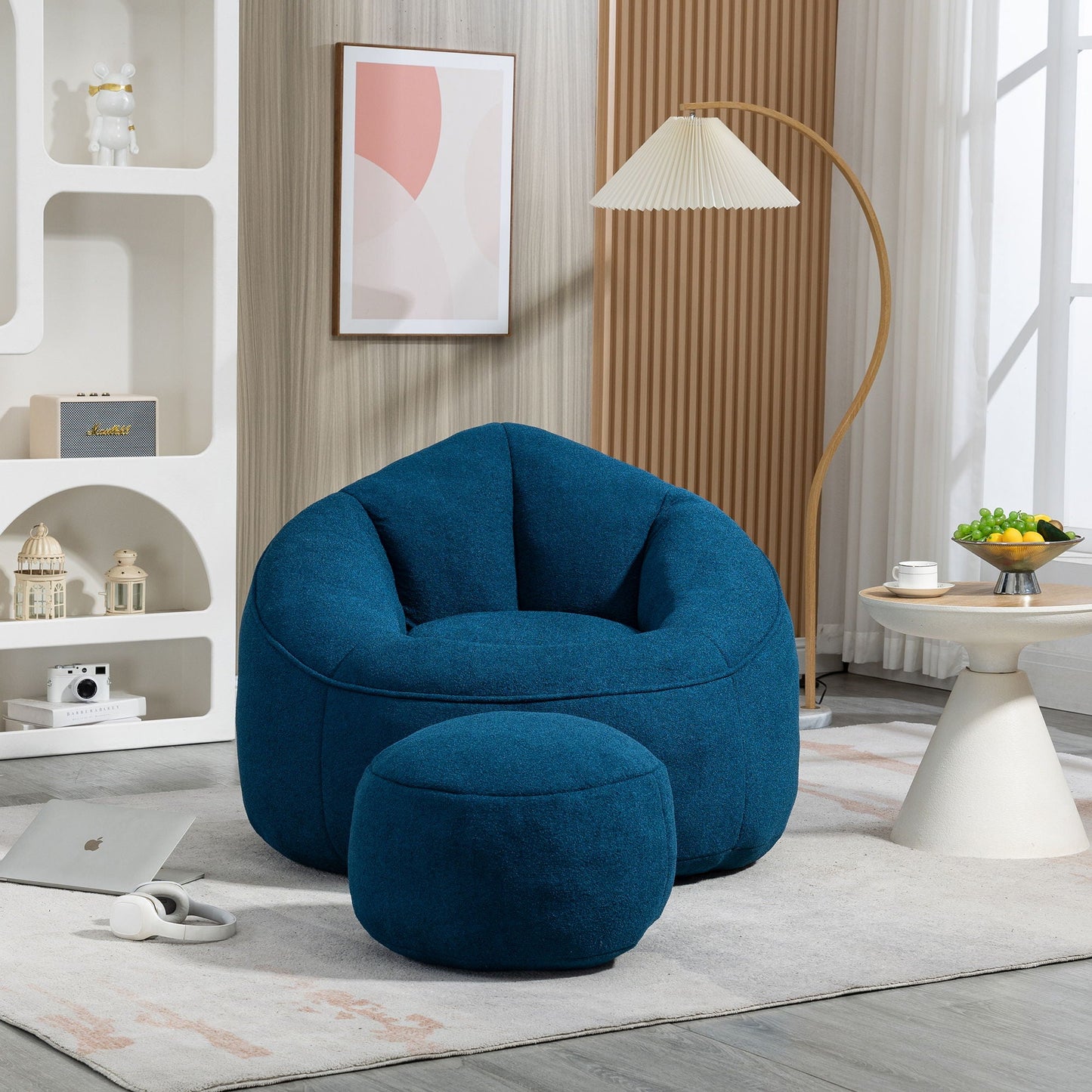Bedding Bean Bag Sofa Chair High Pressure Foam With Footrest Home Essentials