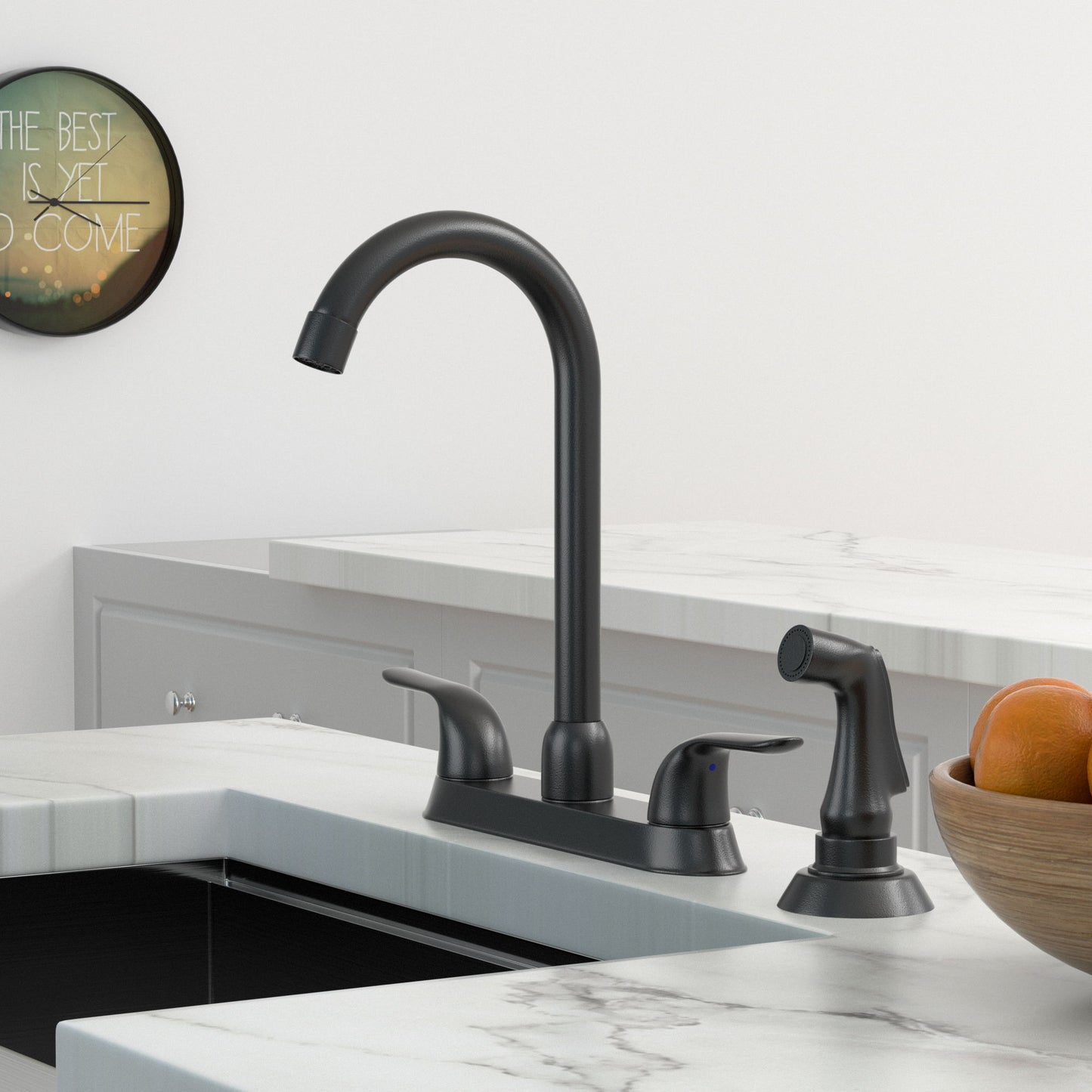Kitchen Sink Faucet With 2 Handles And Pull Out Side Sprayer, 4 Hole Installation Daily Nest