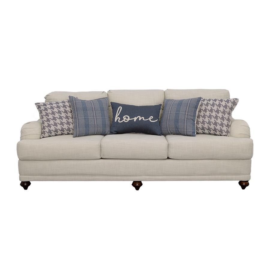 Glenn - Upholstered English Arm Sofa - Light Gray And Blue CoasterElevations