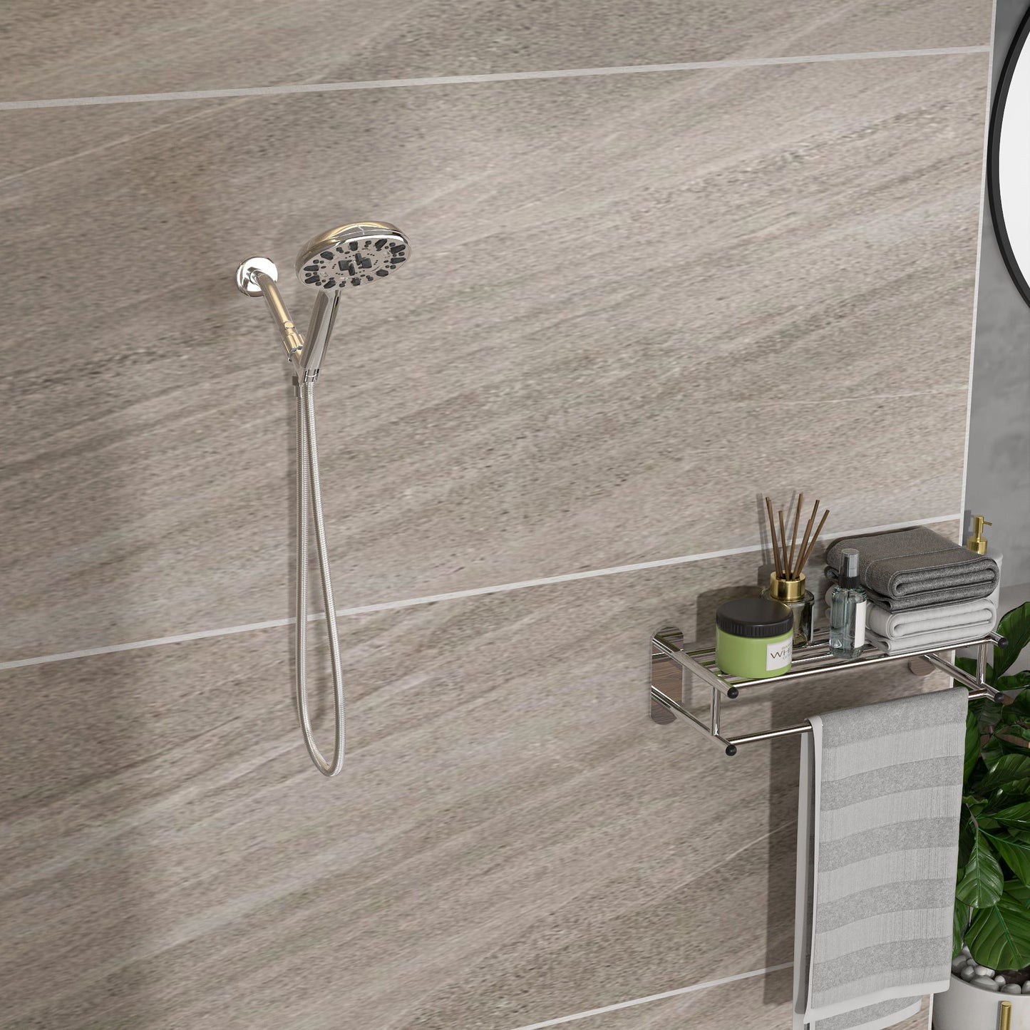Multi Function Adjustable Hand Shower 7 Function Plastic Hand Shower With 59" Hose - Chrome Daily Nest