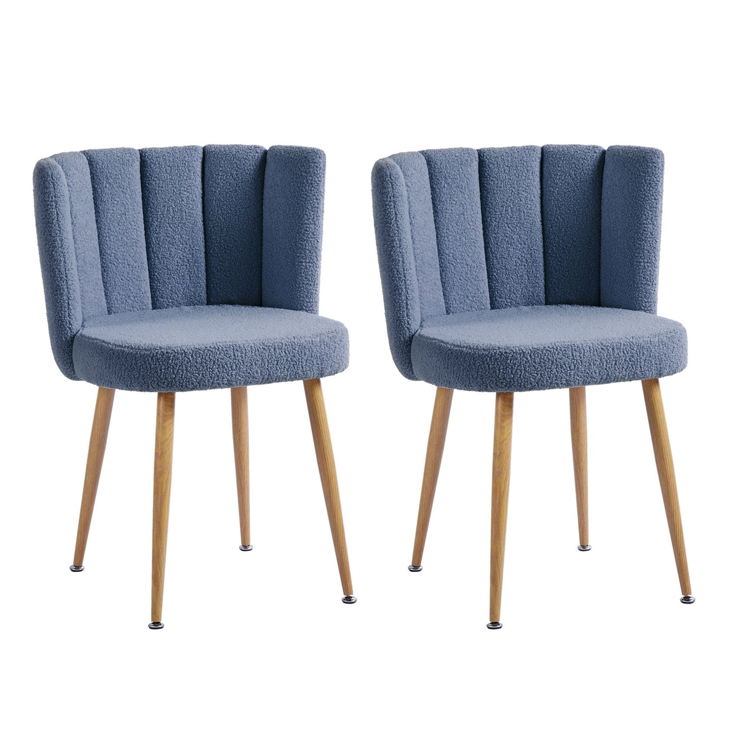Modern Dining Chair (Set of 2) With Iron Tube Wood Color Legs, Shorthair Cushions And Comfortable Backrest, Suitable For Dining Room, Living Room, Cafe, Simple Structure Home Essentials