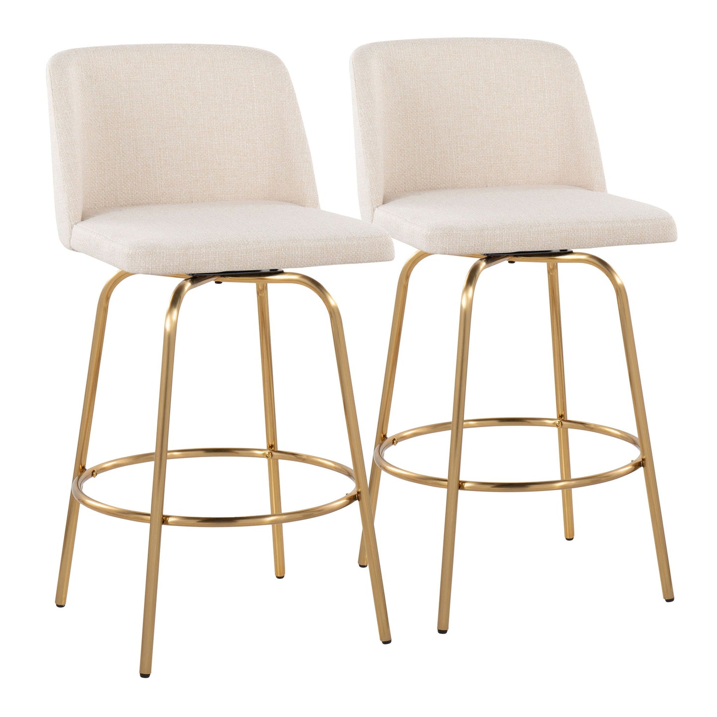 Toriano - Contemporary, Fixed Height Counter Stool With Swivel With Round Footrest (Set of 2) Lumi Source