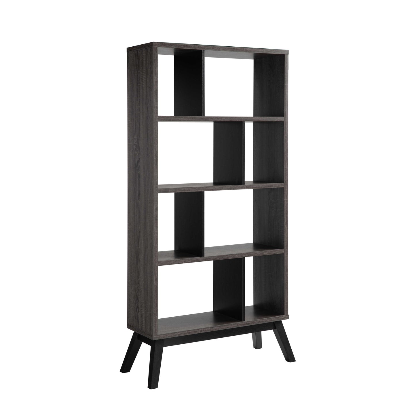Mid-Century Modern 4 Tier Bookcase Bookshelf Display Storage - Distressed Gray Home Essentials