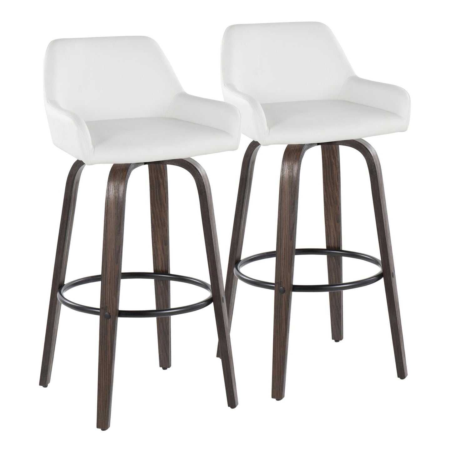 Daniella - Contemporary Fixed Height, Barstool With Swivel With Round Footrest (Set of 2) Lumi Source