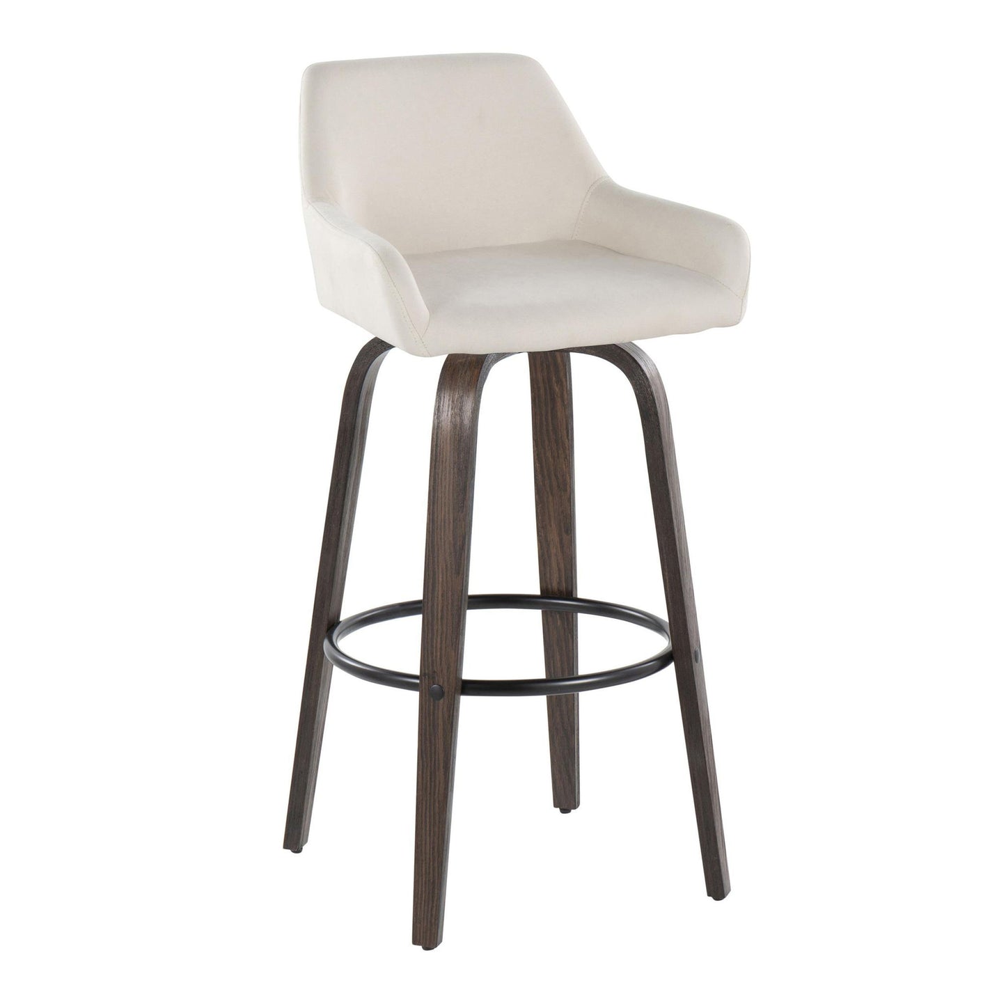 Daniella - Contemporary Fixed Height, Barstool With Swivel With Round Footrest (Set of 2) Lumi Source