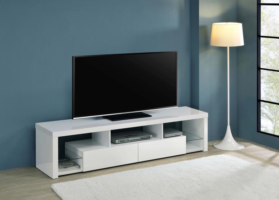 Jude - 2-Drawer Engineered Wood TV Stand - High Gloss White Coaster Fine Furniture