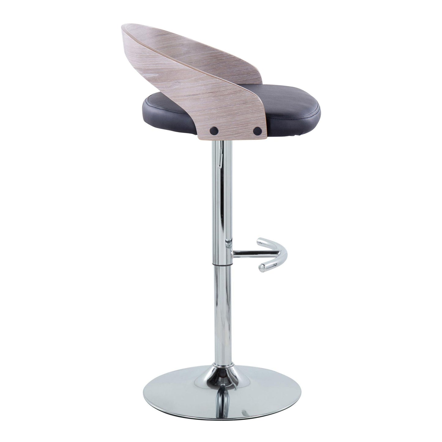 Grotto - Contemporary, Adjustable Barstool With Swivel With Rounded T Footrest (Set of 2) Lumi Source