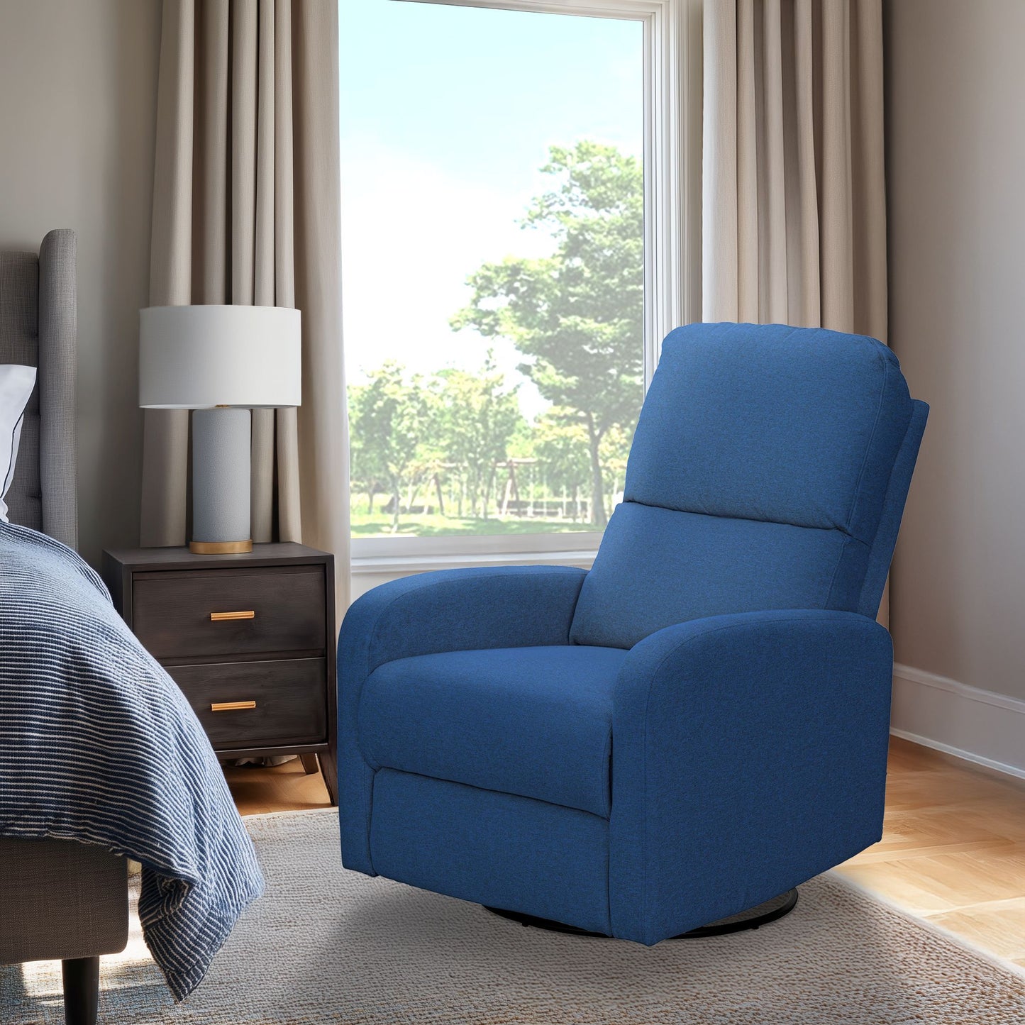 Dakota - Power Recliner 3-in-1 With Swivel, Glider, USB Ports - Blue INK+IVY