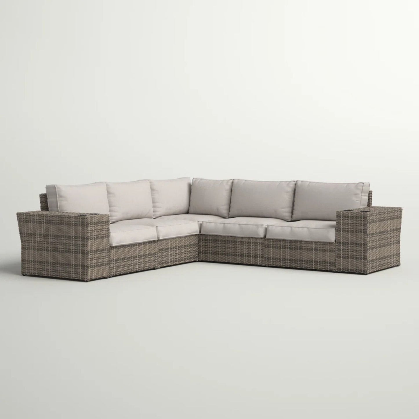 Wide Outdoor Wicker Patio Sectional With Cushions & Reversible Design - Gray LSI Patio Furniture