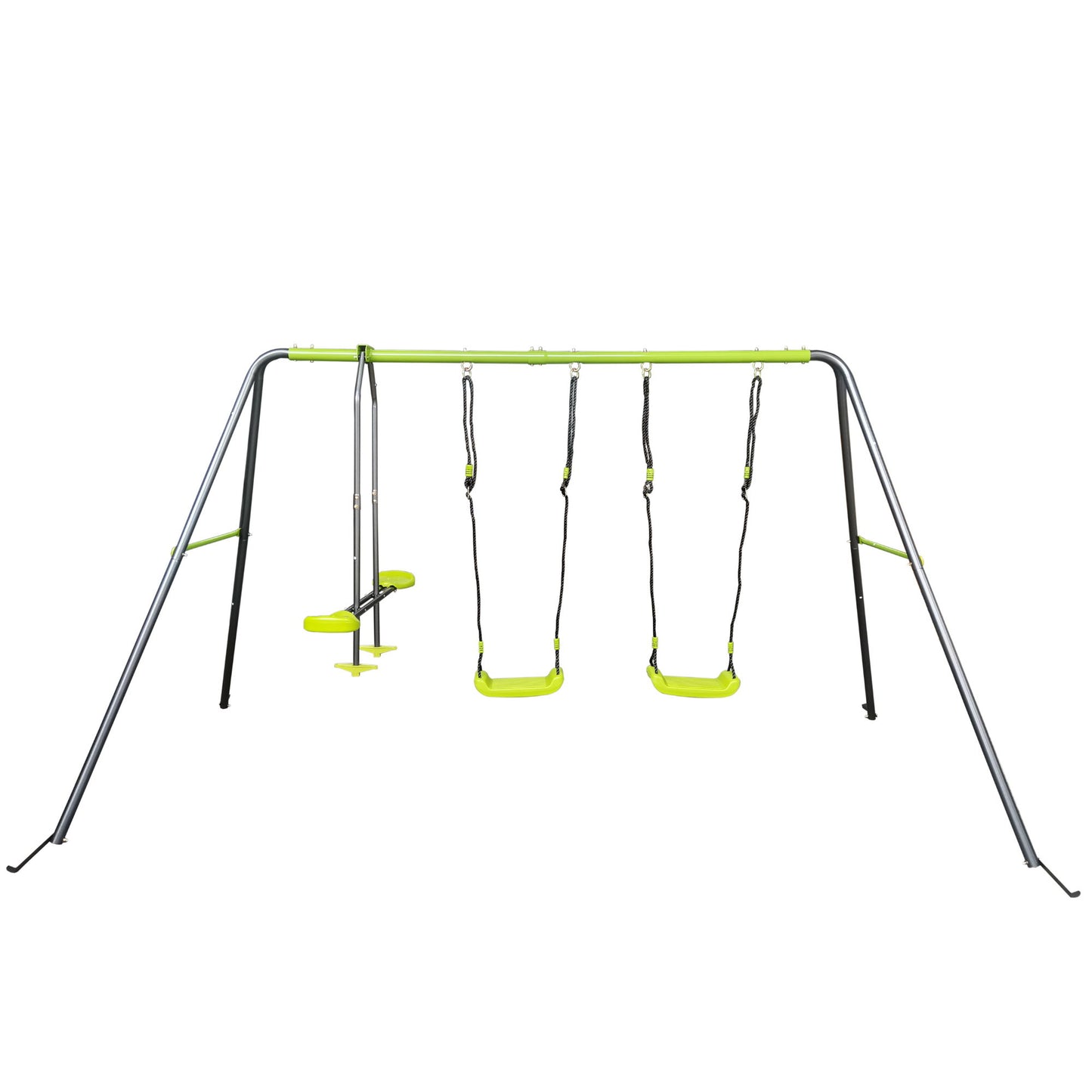 Xns081 Interesting Swingset With Plastic Safe Swing Set 440Lbs For Outdoor Playground For Age 3+ With Face To Face Without Tee - Lime Green Daily Nest