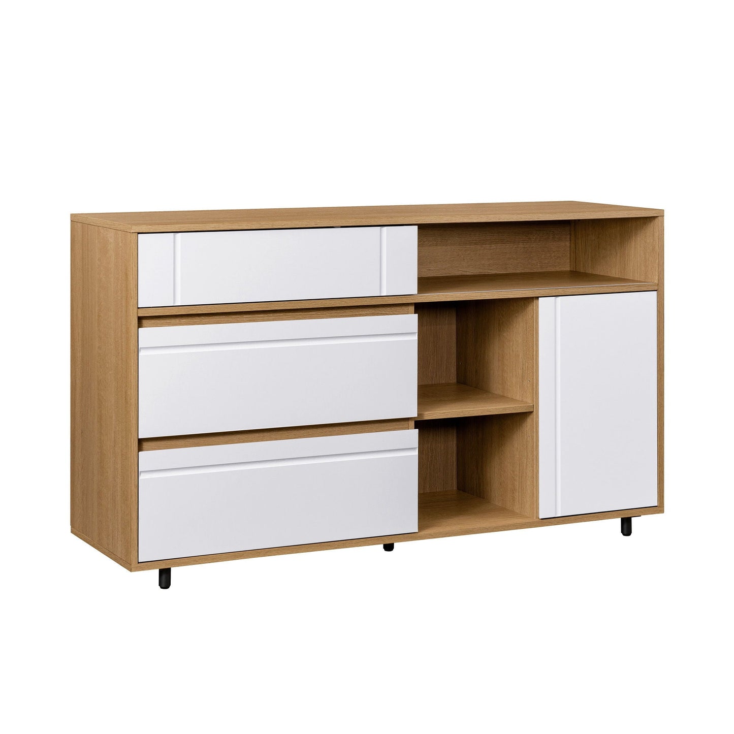 Contemporary Detailed Door Sideboard With Open Storage Walker Edison