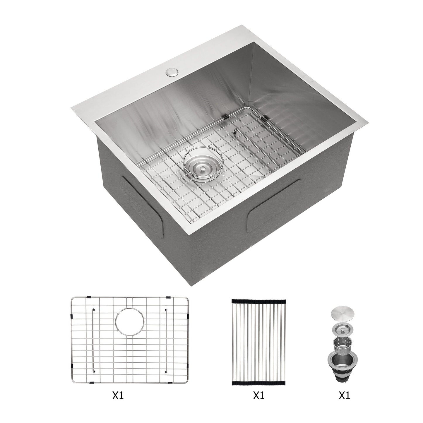Premium Laundry Drop In Utility Sink 16 Gauge Stainless Steel, Topmount Daily Nest