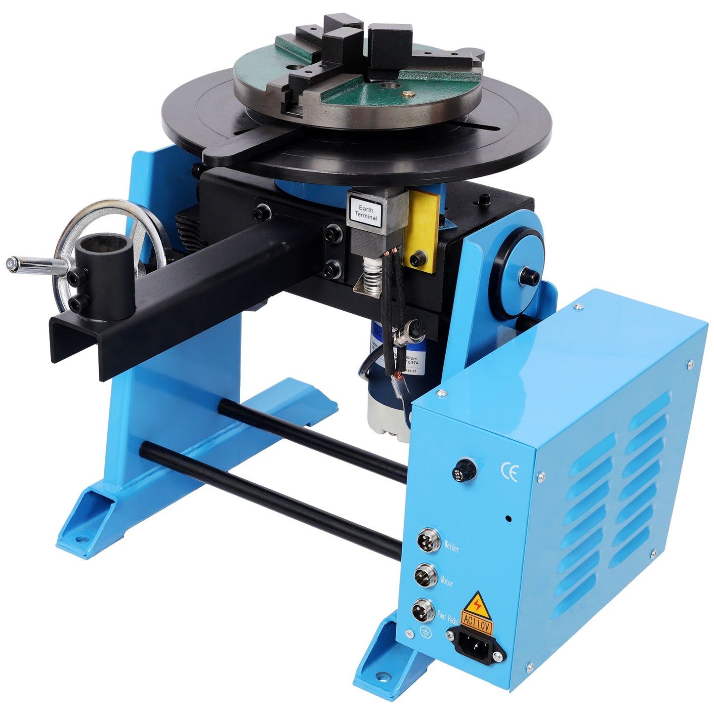 Heavy Duty Rotary Welding Positioner Turntable Table With Manual Tilt And 3 Jaw Lathe Chuck - Blue Daily Nest