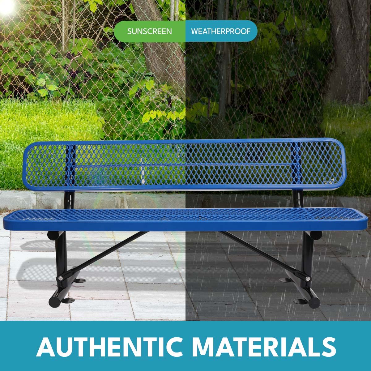 Outdoor Steel Bench With Backrest Home Essentials