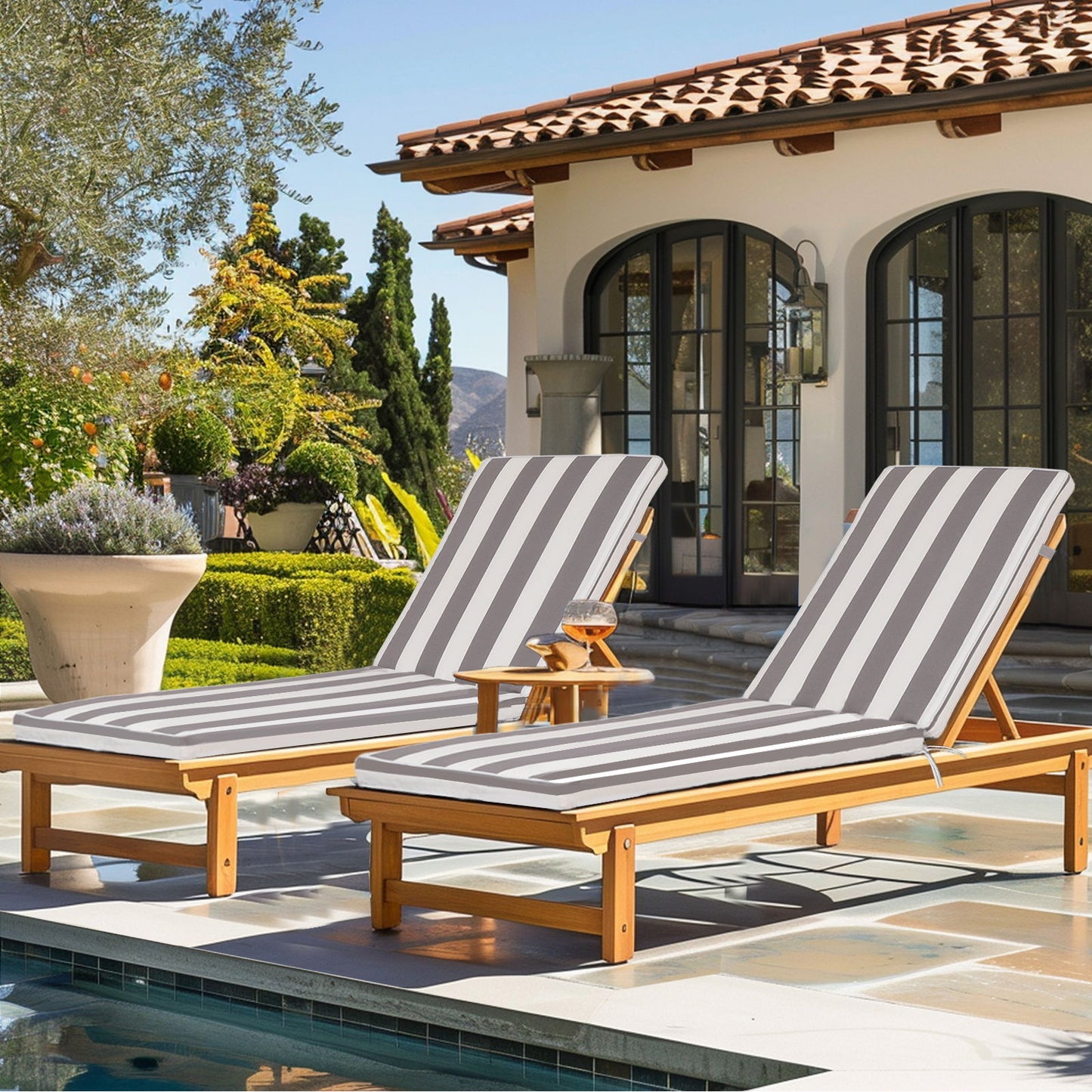 2 Pieces Set Outdoor Lounge Chair Cushion Replacement Patio Furniture Seat Home Essentials